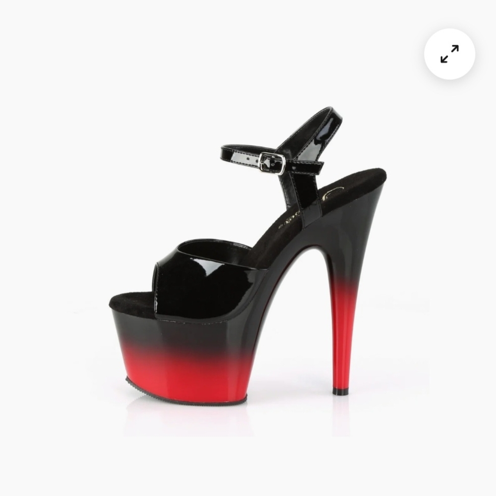 Pleaser Black and Red Gradient Heels - Picture 2 of 3
